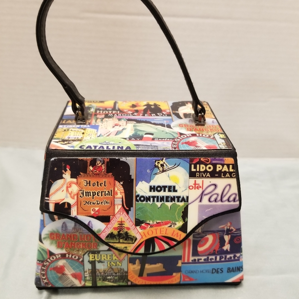 Colorful Travel-Themed Women's Bag Purse Or Jewelry Box